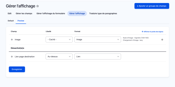 mode preview paragraph Drupal